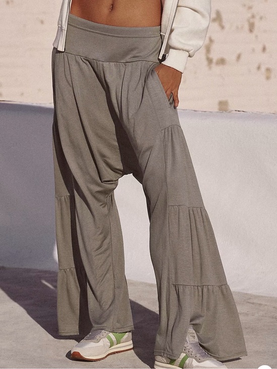 Free People Pants - Free People Olive Green Wide Leg Tiered Pants